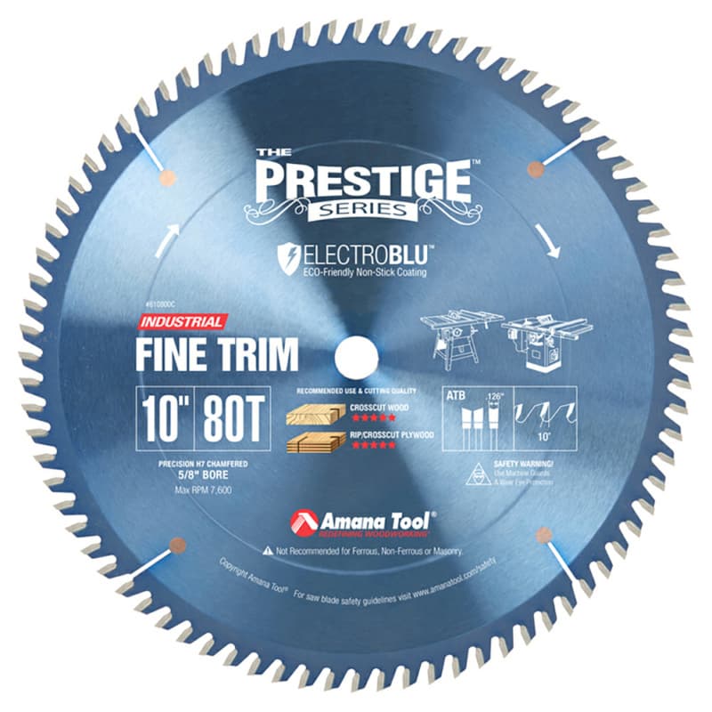 Prestige 10" x 80 Teeth Electro-Blu Non-Stick Coated Trim Saw Blade