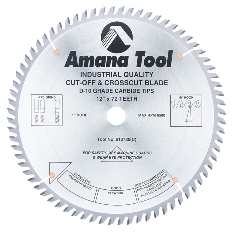 12" x 72 Teeth Alternate Top Bevel Cross-Cut/Cut-Off Saw Blade