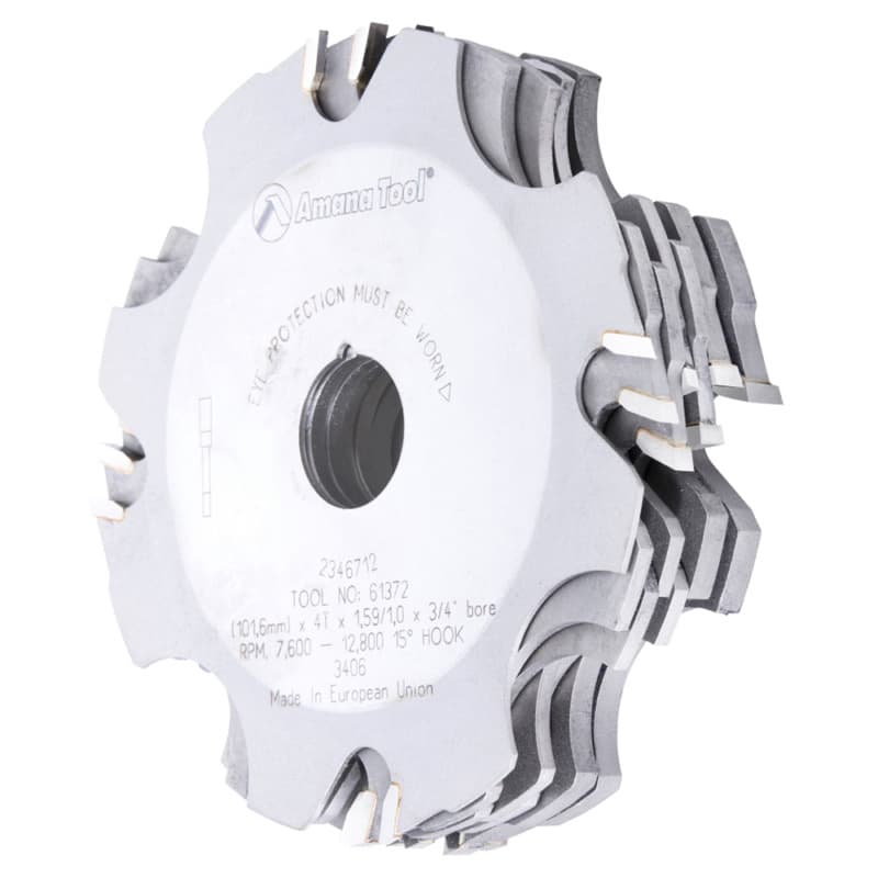 4" x ATB Grind x 4 Teeth x -10° Hook Angle x 1/4" to 1" Kerf x 3/4" Bore Prestige Carbide Tipped Super Fine Dado/Groover for Shaper Machines