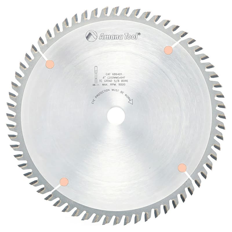 8" Dia x 64T Carbide Tipped Fine Cut-Off and Crosscut