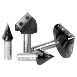 AMS-150 4-Piece 45°/60°/90°/120° 3D CNC Signmaking, Lettering/Engraving Insert V-Groove Router Bit, 1/2" Shank