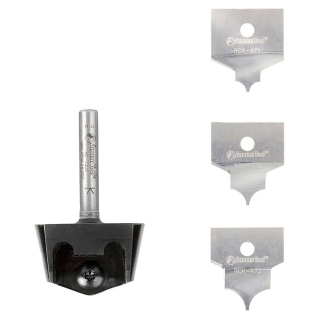 AMS-214 4-Piece Tru Point Roundover Insert CNC System Router Bit, Set, 1/4" Inch Shank