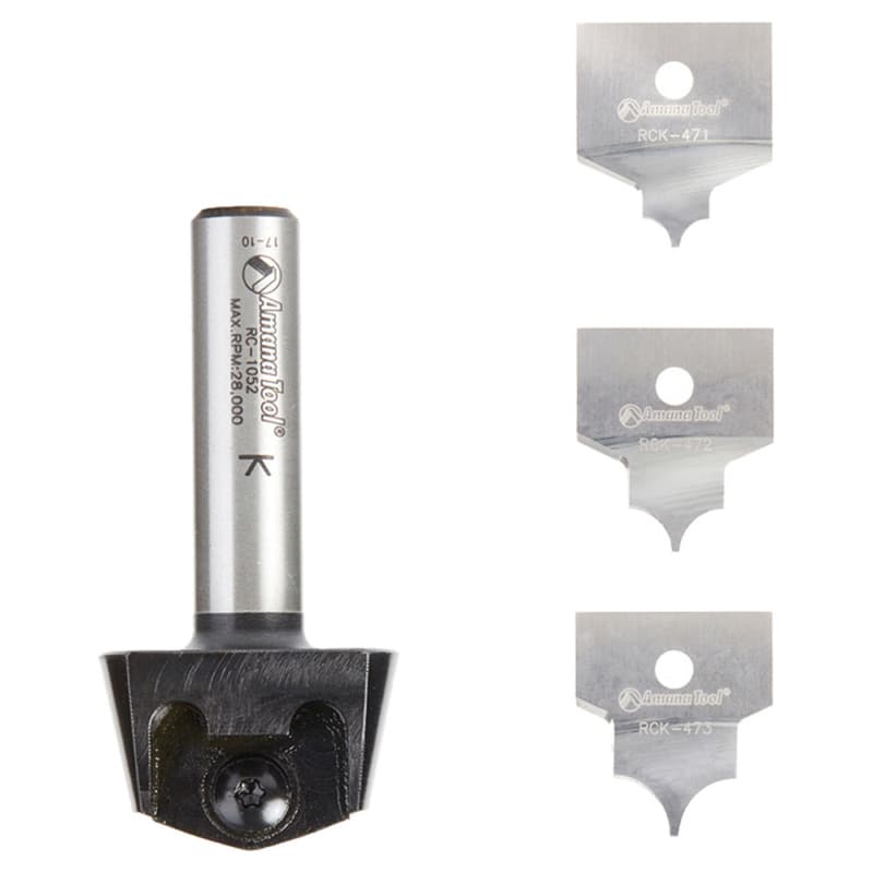 AMS-216 4-Piece Tru Point Roundover Insert CNC System Router Bit, Set, 1/2" Inch Shank