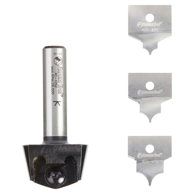 AMS-216 4-Piece Tru Point Roundover Insert CNC System Router Bit, Set, 1/2" Inch Shank