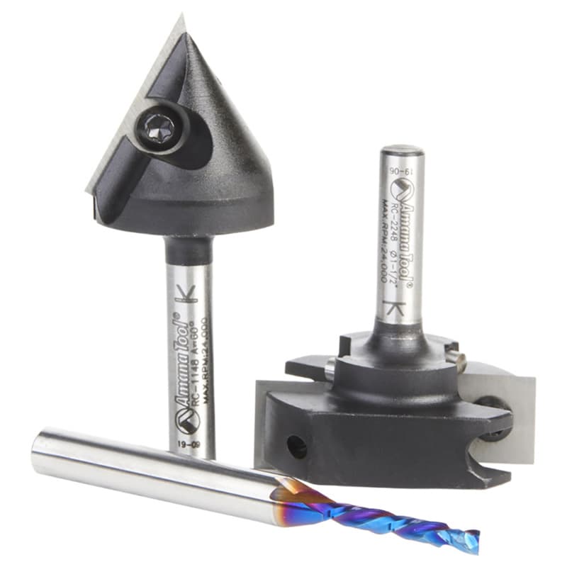 AMS-268 General Purpose CNC Router Bit, Set, 1/4" Shank(3/Piece)