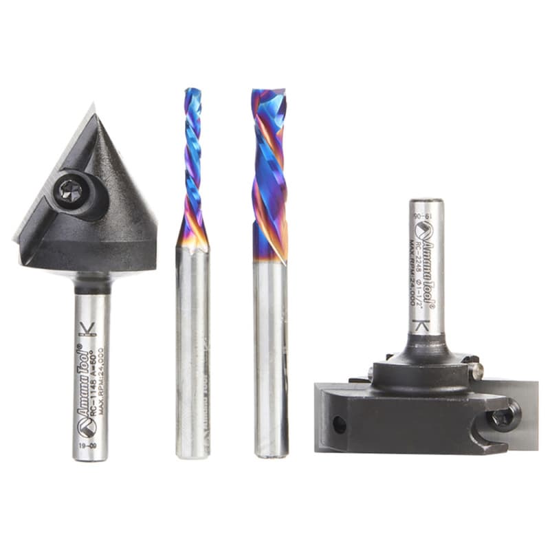 AMS-269 General Purpose CNC Router Bit, Set, 1/4" Shank(4/Piece)