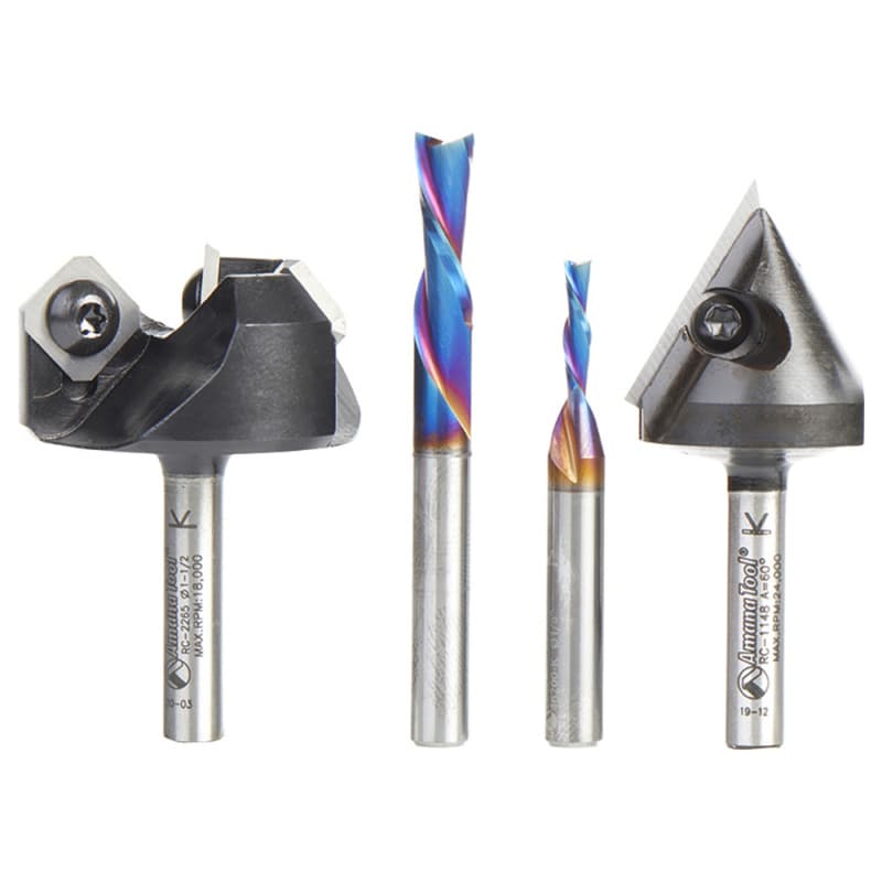 AMS-283 General Purpose CNC Router Bit, Set, 1/4" Shank(4/Piece)