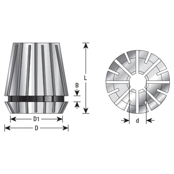 11-12mm x 46mm CO-216 11-12mm CNC High Precision Spring Collet for ER40 Tool Holder