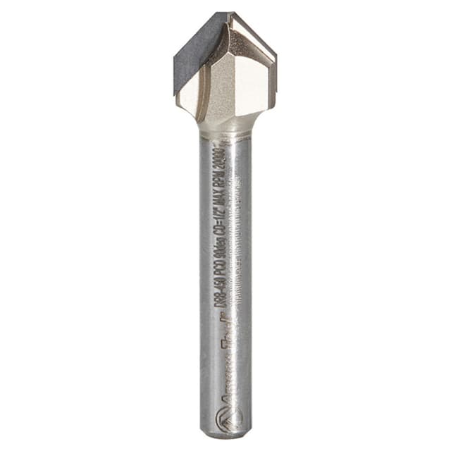 1/2" Dia x 13/64" Polycrystalline Diamond Tipped Double Edge Folding V-Groove 90°, 0.090" Tip Width, 1/4" Shank