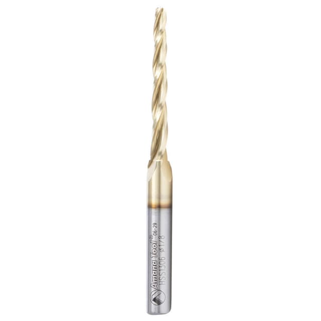 1/8" x 3" 2D/3D Carving Tapered Ball Tip ZrN Coated Up-Cut Spiral Router Bit, 3-Flute, 1/4" Shank