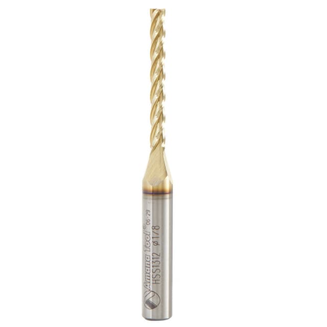 1/8" x 2-1/2" 2D/3D Carving Flat Bottom ZrN Coated CNC Router Bit, 4-Flute, 1/4" Shank