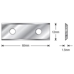 60mm x 12mm x 1.5mm Solid Carbide 2 Cutting Edges Insert Knife for General Purpose Wood/Chipboard/Plywood