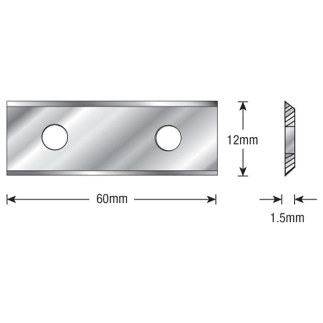 60mm x 12mm x 1.5mm Solid Carbide 2 Cutting Edges Insert Knife for General Purpose Wood/Chipboard/Plywood
