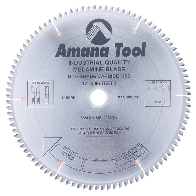 12" x 96 Teeth Double-Face Melamine Saw Blade, 30mm Bore