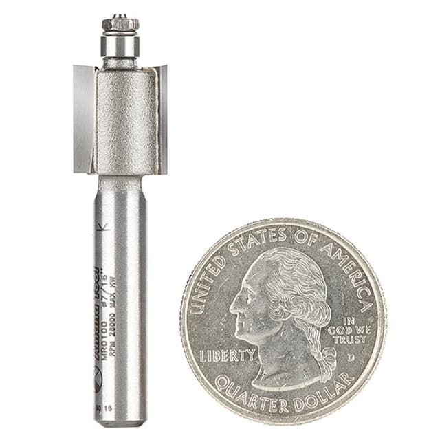 7/16" x 1-7/8" Miniature Rabbet Bit with Mini 3/16" Lower Ball Bearing, 2-Flute, 1/4" Shank