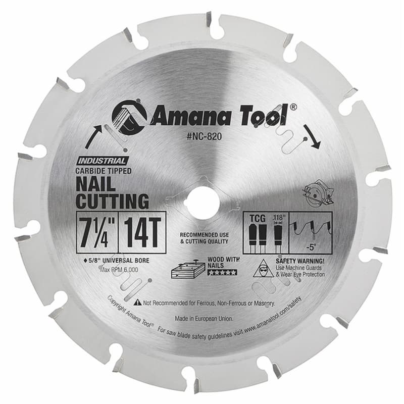 7-1/4" x 14 Teeth Nail Cutting/Demolition Saw Blade