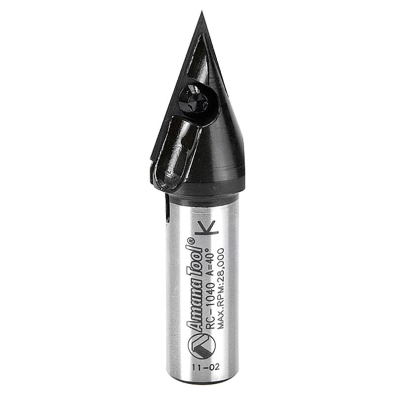 47/64" x 2-9/16" 40° CNC Insert V-Groove Router Bit, 1-Flute, 1/2" Shank