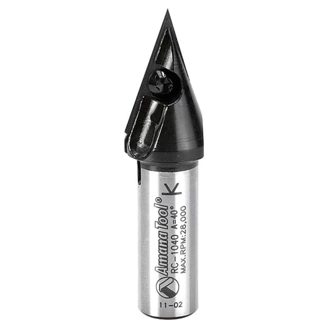 47/64" x 2-9/16" 40° CNC Insert V-Groove Router Bit, 1-Flute, 1/2" Shank