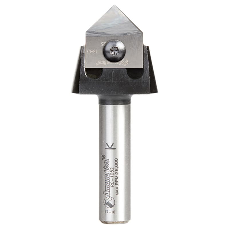 RC-1067 7/8" x 3/8" 90° Tru Point CNC System Insert V-Groove Router Bit, 1/2" Shank