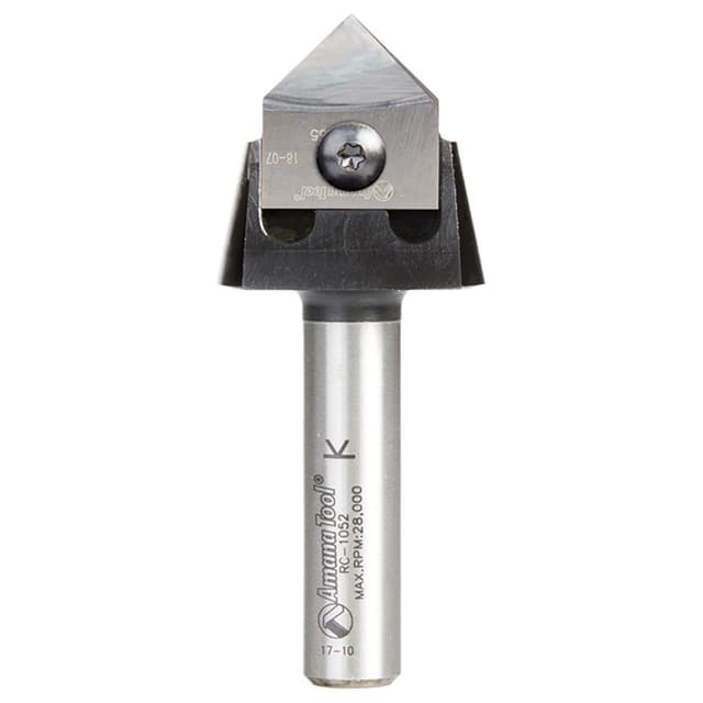 RC-1067 7/8" x 3/8" 90° Tru Point CNC System Insert V-Groove Router Bit, 1/2" Shank
