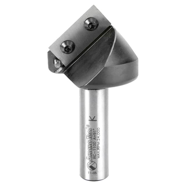 1-1/2" x 3" 91° CNC Insert V-Groove Router Bit, 1-Flute, 1/2" Shank