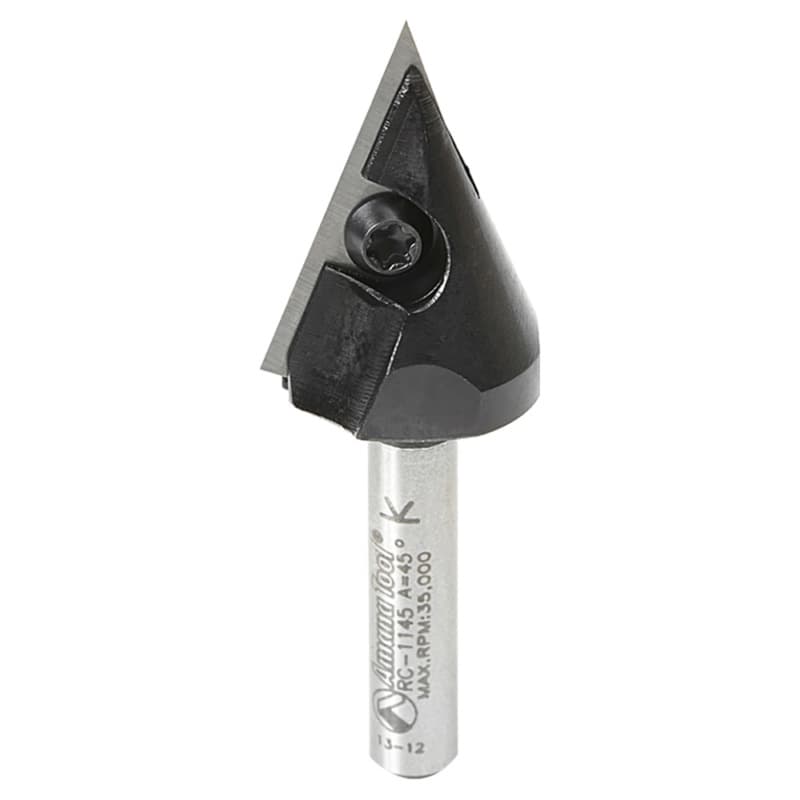 13/16" x 2-5/16" 45° CNC Insert V-Groove Router Bit, 1-Flute, 1/4" Shank