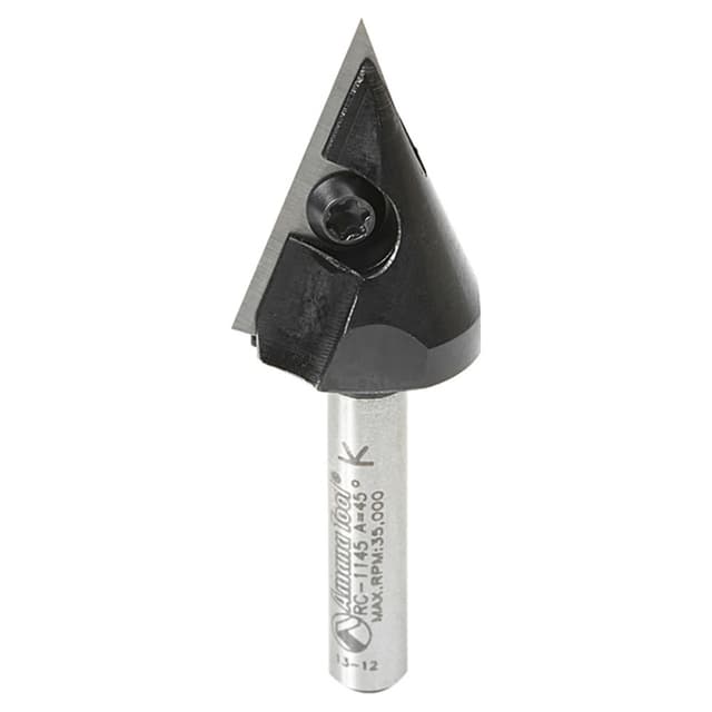 13/16" x 2-5/16" 45° CNC Insert V-Groove Router Bit, 1-Flute, 1/4" Shank