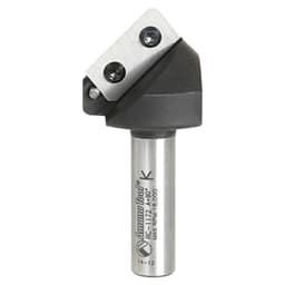 0.090" Tip x 45/64" x 1-1/2" Dia Solid Carbide Insert Knife 90° Double Edge Folding V-Groove Bit for Shaping Composite Panels, 1/2" Shank
