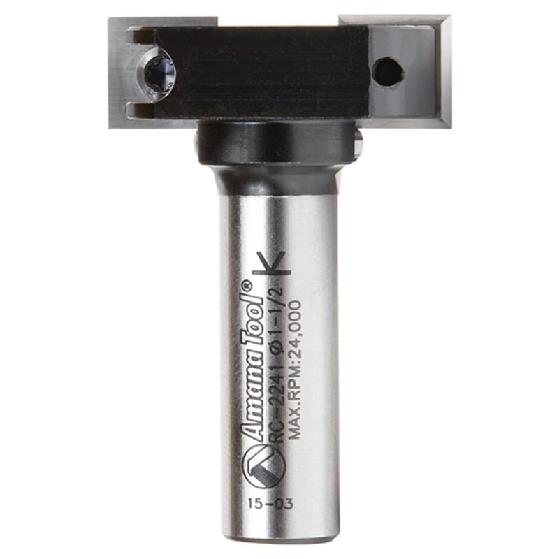 1-1/2" Dia x 15/32" Insert Carbide Mini Spoilboard Surfacing, Rabbeting, Flycutter, Slab Leveler/Surface Planer Router Bit, 1/2" Shank