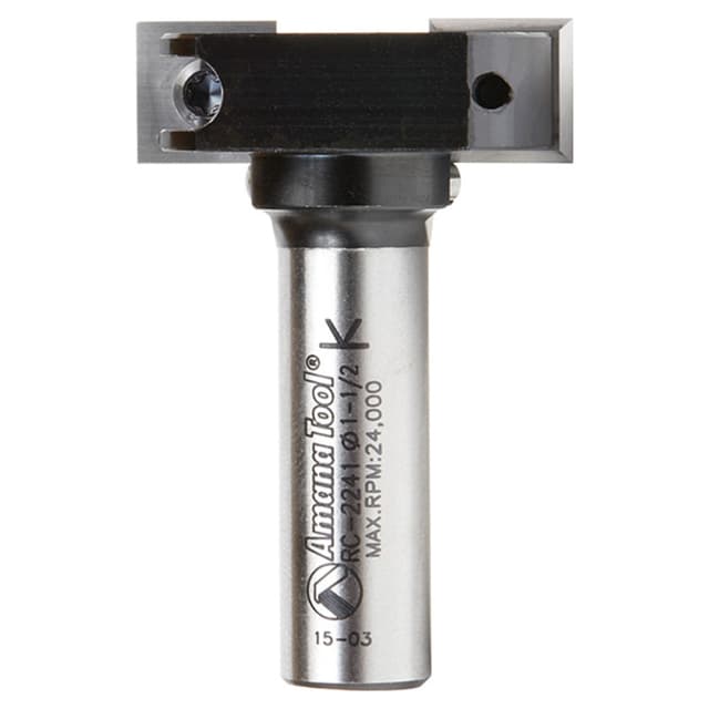 1-1/2" Dia x 15/32" Insert Carbide Mini Spoilboard Surfacing, Rabbeting, Flycutter, Slab Leveler/Surface Planer Router Bit, 1/2" Shank
