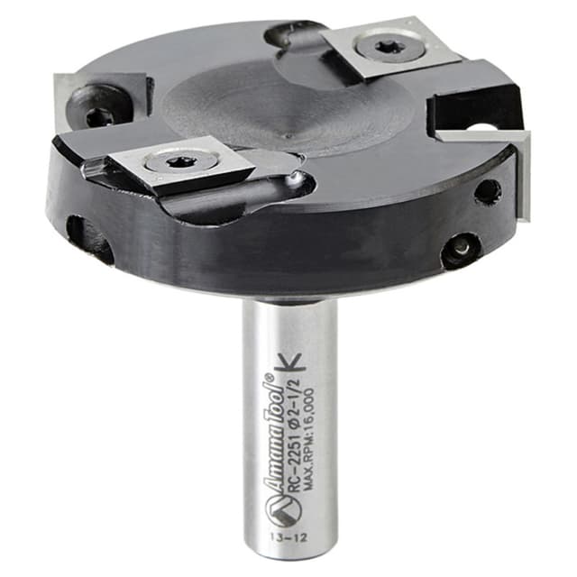 2-1/2" Dia x 15/32" Insert Carbide Spoilboard Surfacing, Rabbeting, Flycutter, Slab Leveler/Surface Planer Router Bit, 1/2" Shank
