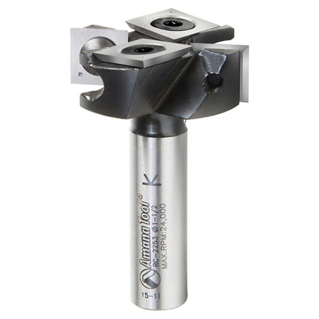 1-1/2" Dia x 1/2" Insert Carbide Mini Spoilboard Surfacing, Rabbeting, Flycutter, Slab Leveler/Surface Planer Router Bit, 12mm Shank