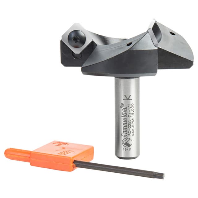RC-2255 2-1/2" x 53/64" CNC Insert Carbide 3 Wing/Flute, Heavy Duty Spoilboard Plunging, Surfacing, Planing, Flycutter/Slab Leveler Router Bit, 1/2" Shank