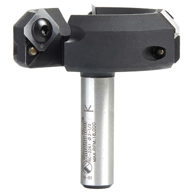 RC-2261 2-1/2" x 53/64" Insert Carbide 3 Wing/Flute, Heavy Duty Spoilboard Plunging, Surfacing, Planing, Flycutter/Slab Leveler Router Bit, 1/2" Shank with Anti-Kick Back