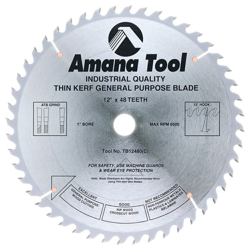 12" x 48 Teeth Thin Kerf Rip/Cross-Cut General Purpose Saw Blade