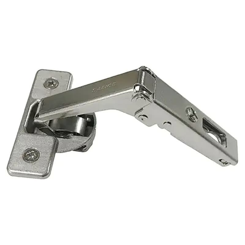 Series 200 Pie-Cut Corner 70° Opening Hinge, 45mm Bore Pattern, Self-Closing, Nickel-Plated, Dowelled
