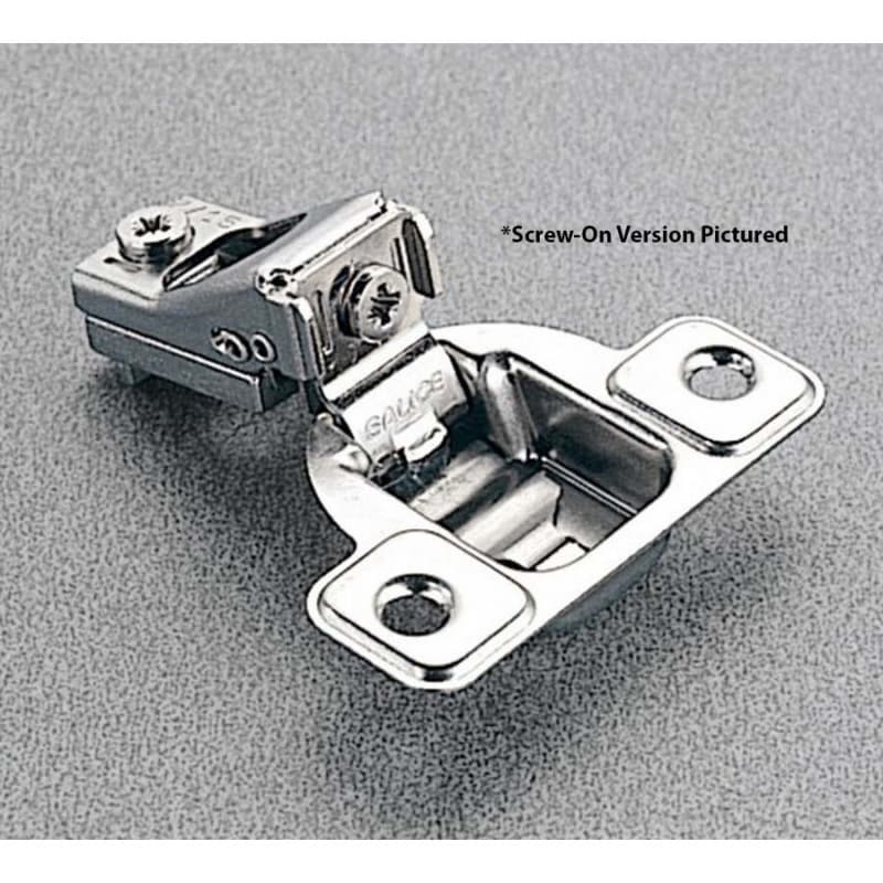Excentra S 106° Opening Wrap-Around Face Frame Hinge, 45mm Boring Pattern, Self-Closing, 1/4" Overlay, Screw-On