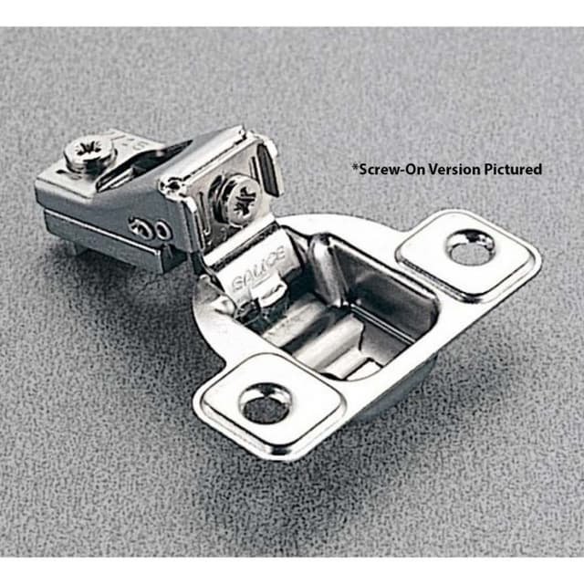 Excentra S 106° Opening Wrap-Around Face Frame Hinge, 45mm Boring Pattern, Self-Closing, 1/4" Overlay, Dowelled