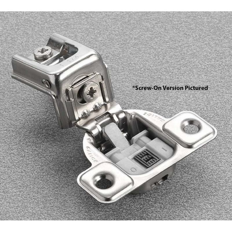 Excentra S 106° Opening Wrap-Around Face Frame Hinge, 45mm Boring Pattern, Silentia Soft-Closing, 1" Overlay, Screw-On