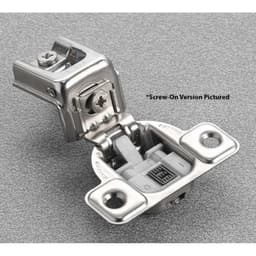 Excentra S 106° Opening Wrap-Around Face Frame Hinge, 45mm Boring Pattern, Silentia Soft-Closing, 1" Overlay, Screw-On