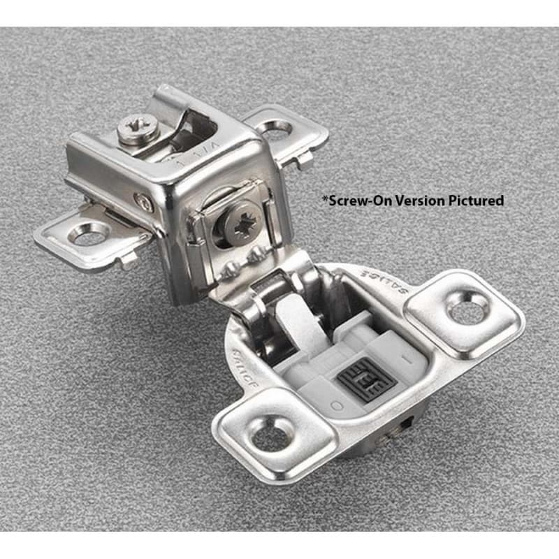 Series CU 106° Opening Edge-Mount Face Frame Hinge, 45mm Boring Pattern, Soft-Closing, 1-5/16" Overlay, Screw-On