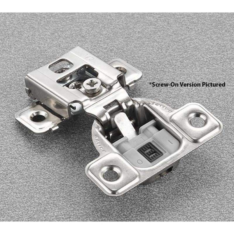 Series CU 106° Opening Edge-Mount Face Frame Hinge, 45mm Boring Pattern, Soft-Closing, 5/8" Overlay, Dowelled