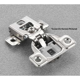 Series CU 106° Opening Edge-Mount Face Frame Hinge, 45mm Boring Pattern, Soft-Closing, 5/8" Overlay, Dowelled