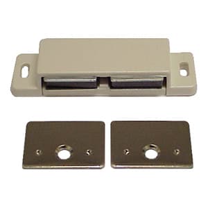 1015 Double Magnetic Catch with Strike Plate/Screws, White Polybag