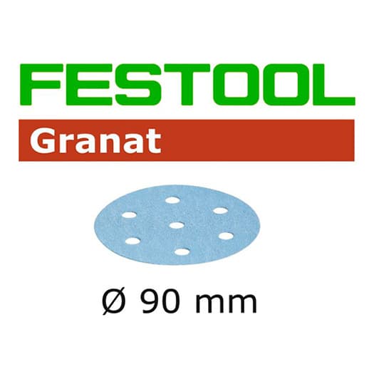 3-1/2" Hook & Loop 80 Grit 9 Holes Abrasive Granat D90 Sanding Disc, Aluminum Oxide on Paper (50/Box)