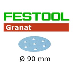 3-1/2" Hook & Loop 80 Grit 9 Holes Abrasive Granat D90 Sanding Disc, Aluminum Oxide on Paper (50/Box)