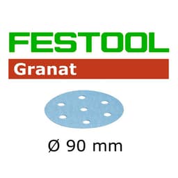 3-1/2" Hook & Loop 120 Grit 9 Holes Abrasive Granat D90 Sanding Disc, Aluminum Oxide on Paper (50/Box)