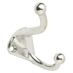 1-1/2" Coat/Hat Hook, Aluminum Finish, 1-1/4" Width