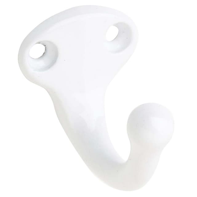1-1/4" Single Wardrobe Hook, White Finish