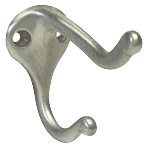 1-1/16" Double Wardrobe Hook, Aluminum Finish